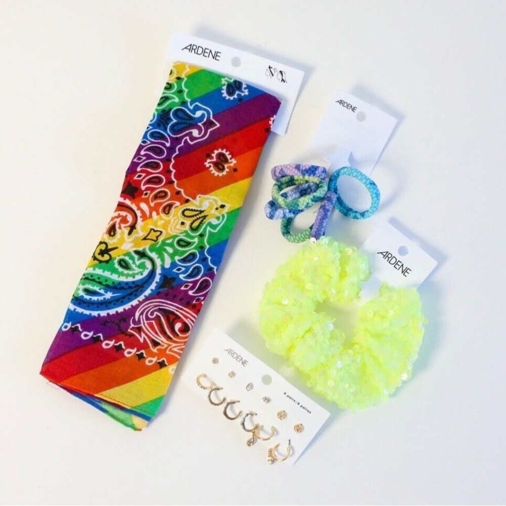 Set of hair accessories bandana earrings hair tie sequined jewelry rubber bands